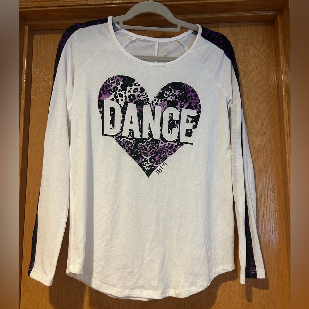 Justice White and Purple Long Sleeve Dance Tee
